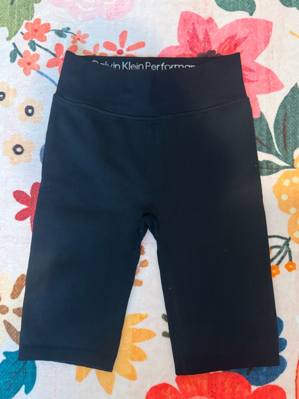Calvin Klein Black Ribbed High-Waist Leggings